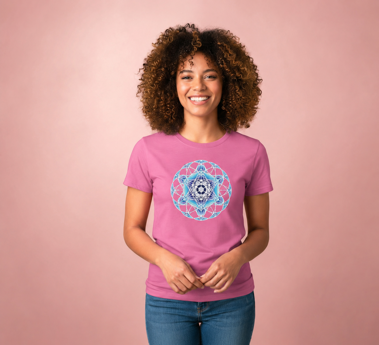 T-shirt Femme  Mandala Métatron en Géométrie Sacrée en Coton