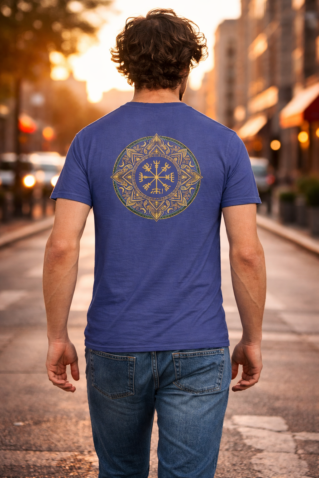 T-shirt Homme Mandala Bloom & Vegvisir – Boussole de l’Âme- Coton Douce