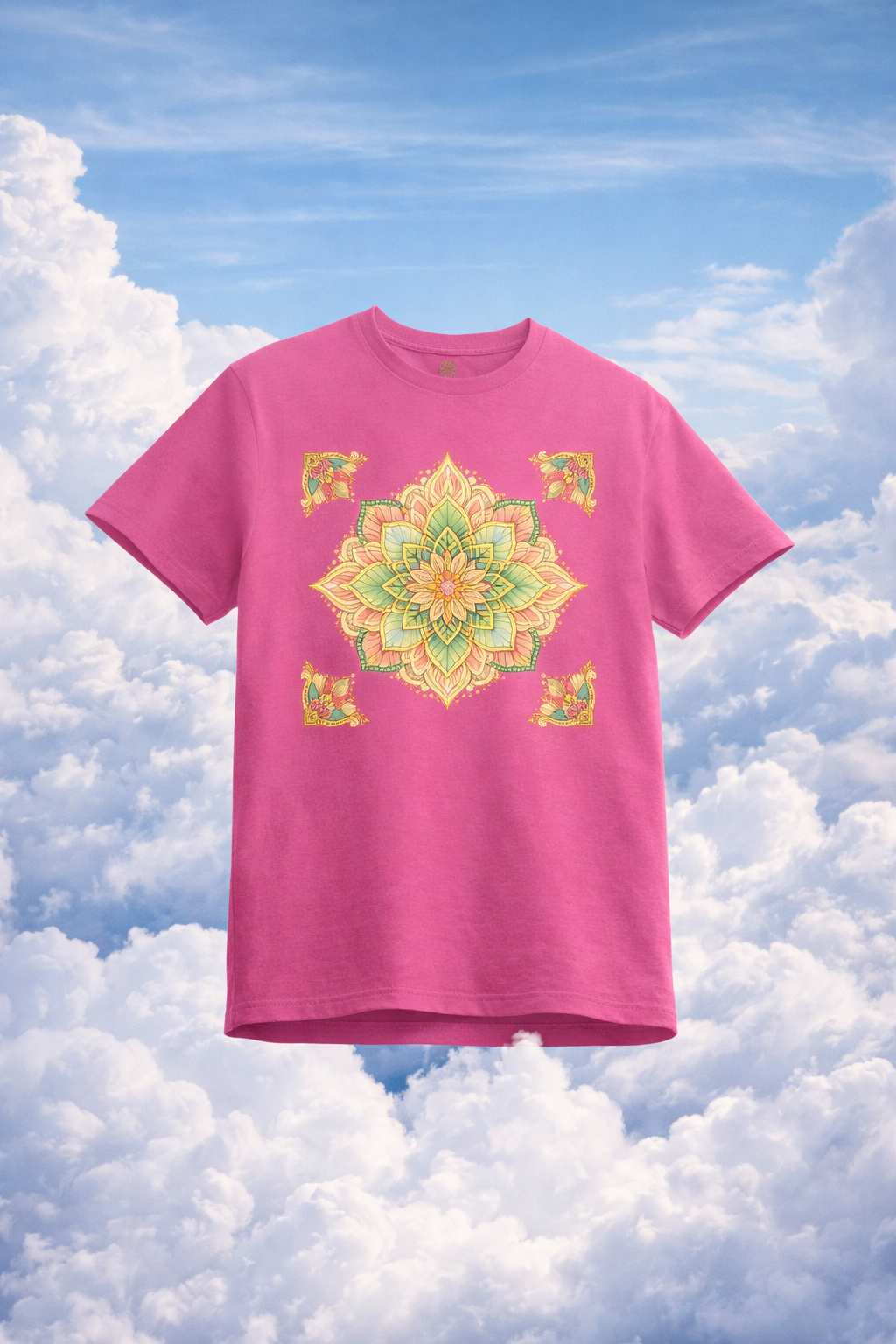 T-shirt Femme Mandala Bloom Harmonie – Imprimé Mandala Central et 4 Coins | Gildan