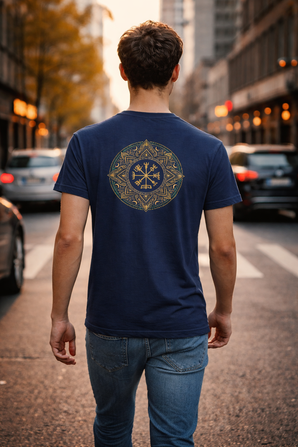 T-shirt Homme Mandala Bloom & Vegvisir – Boussole de l’Âme en Coton Doux