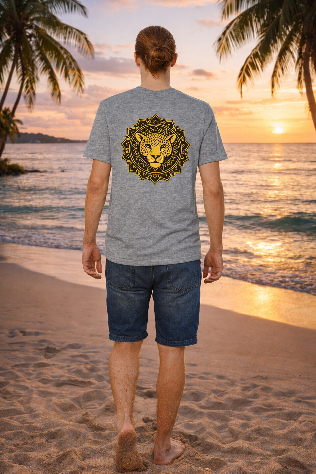 T-shirt Homme Mandala Jaguar – Force, Courage et Puissance Intérieure