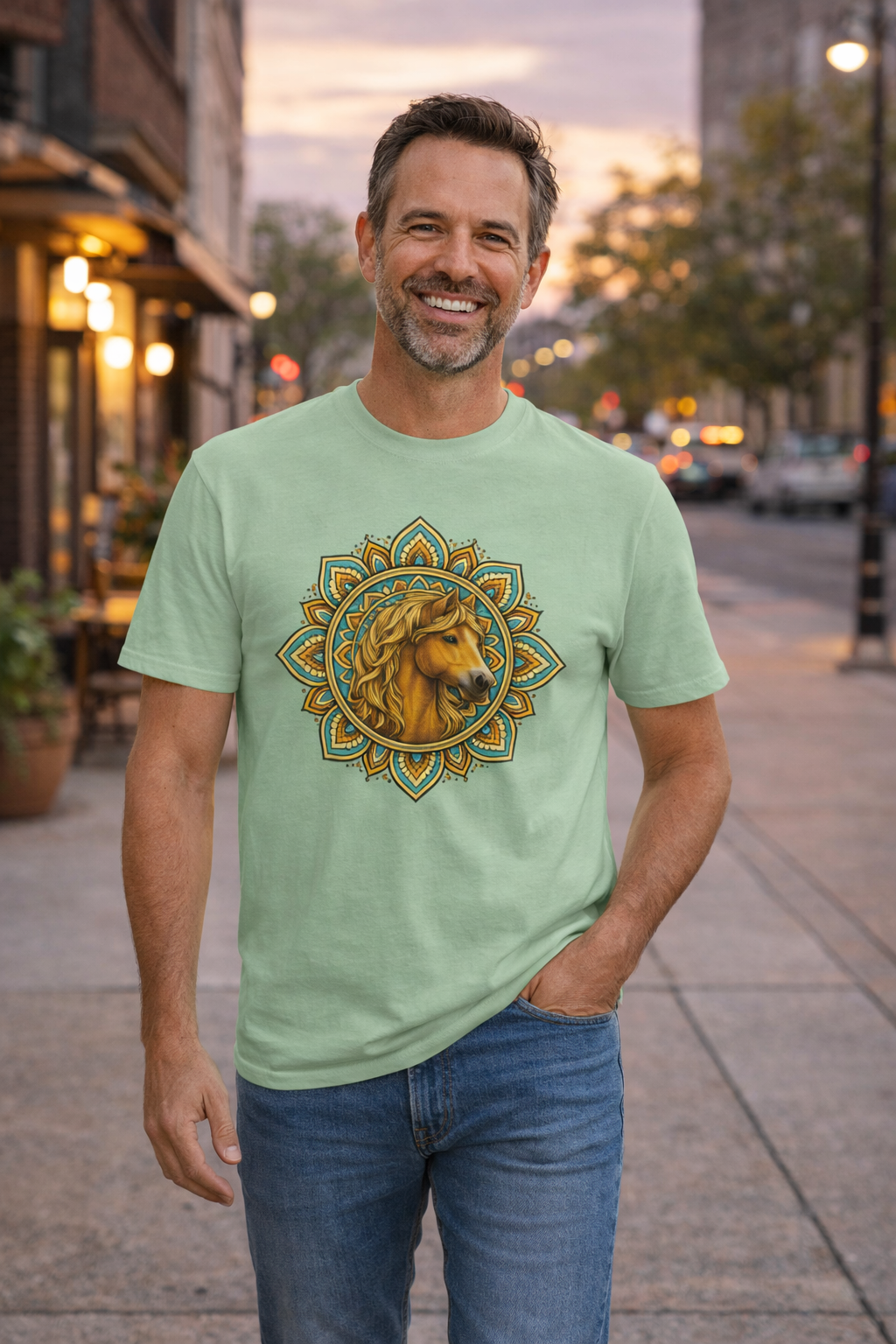 T-shirt Homme “Legend” Mandala Cheval – Force, Liberté et Harmonie | Coton Bio