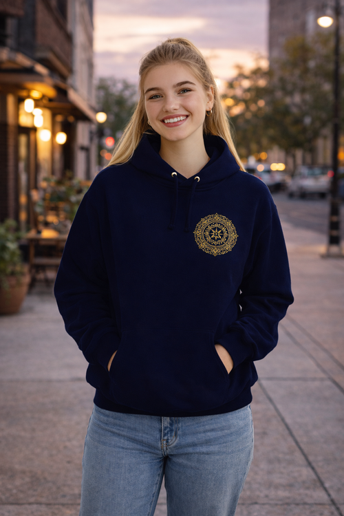 Hoodie Femme Spirituel “Boussole de l’Âme” – Impression Devant & Dos | JustHoods JH001