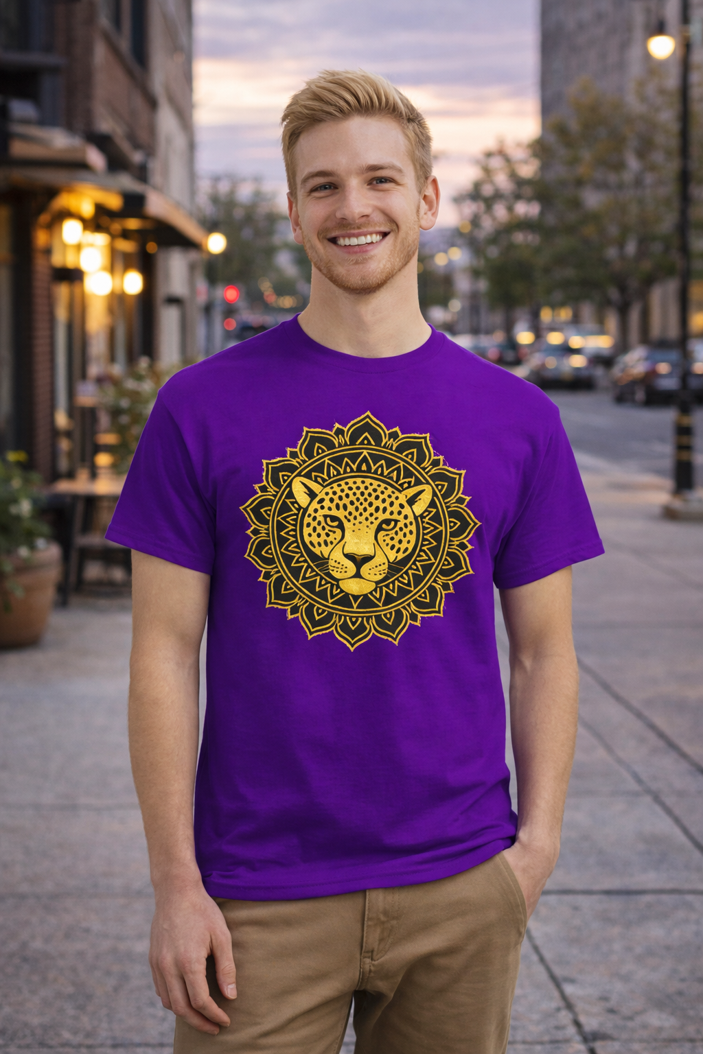 T-shirt Homme Mandala Jaguar – Courage, Force et Puissance | Coton Premium