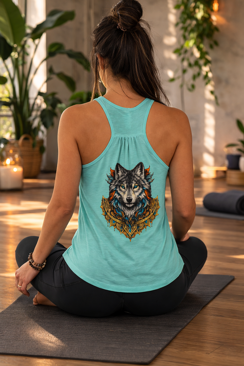 Débardeur Femme Spirituel Mandala Loup - Élégance-Yoga Tank Top