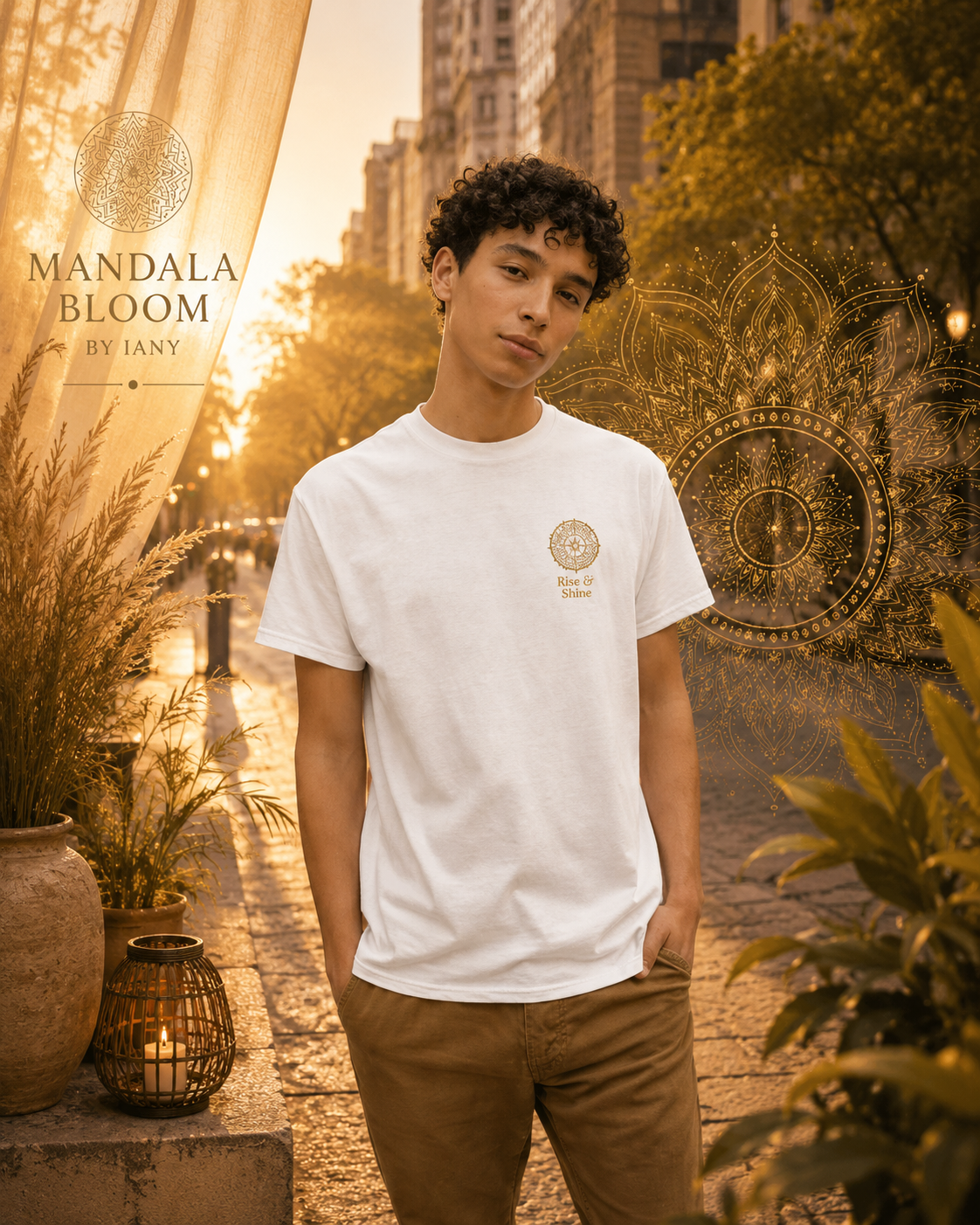 T-shirt Homme Mandala Bloom & Vegvisir – Boussole de l’Âme- Coton Douce