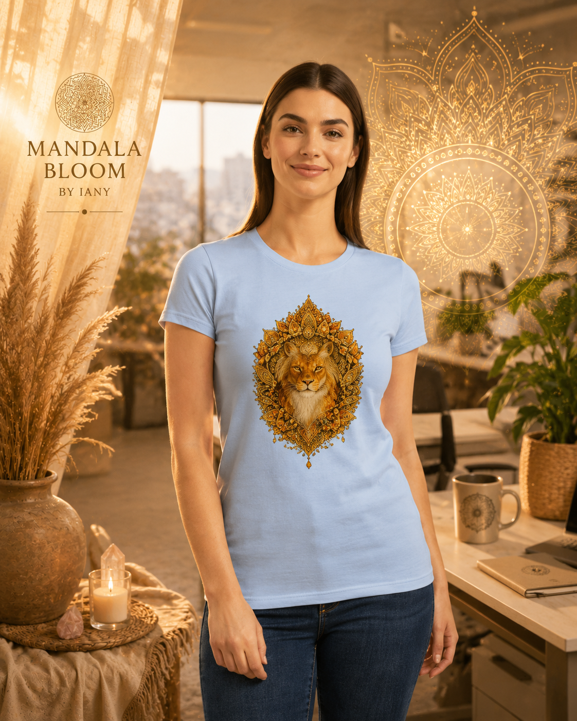 T-shirt Femme Premium Mandala Chat Maine Coon – Confort & Élégance | Bella
