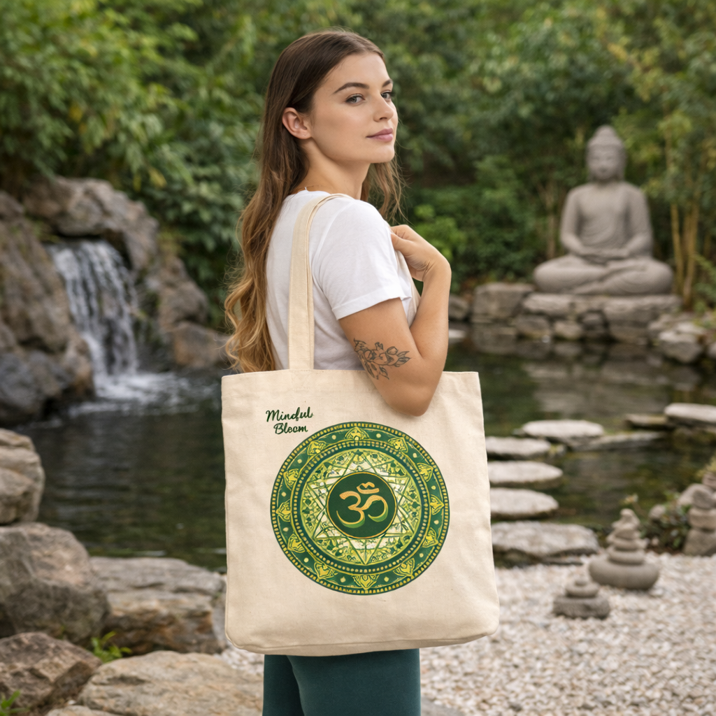 Tote Bag Mandala Om Harmonie – Sac en Coton Naturel pour Femme | Mandala Bloom