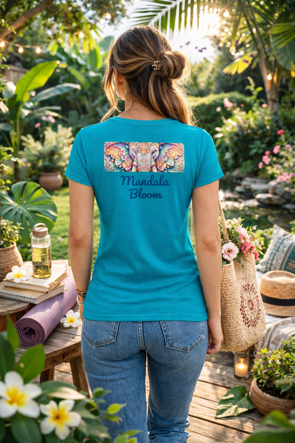 T-shirt Femme Premium Mandala Éléphant – Sagesse, Protection et Force Intérieure