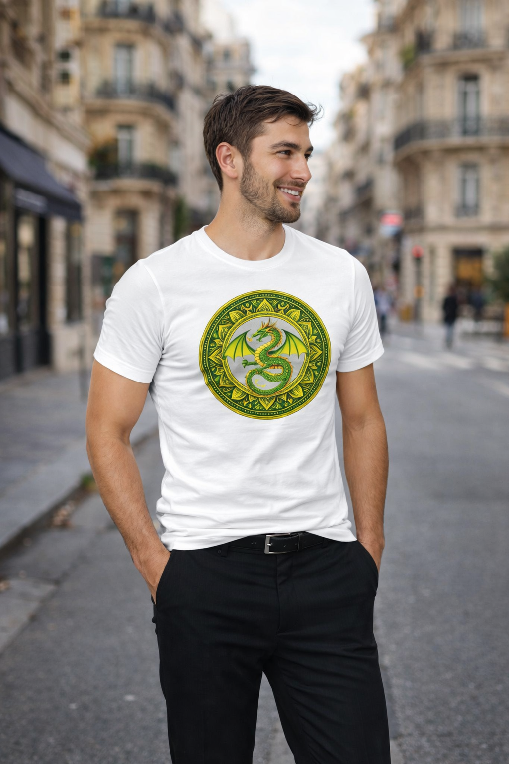 T-shirt Premium Homme Dragon de Sagesse – Coupe Classique en Coton Épais | Gildan 2000