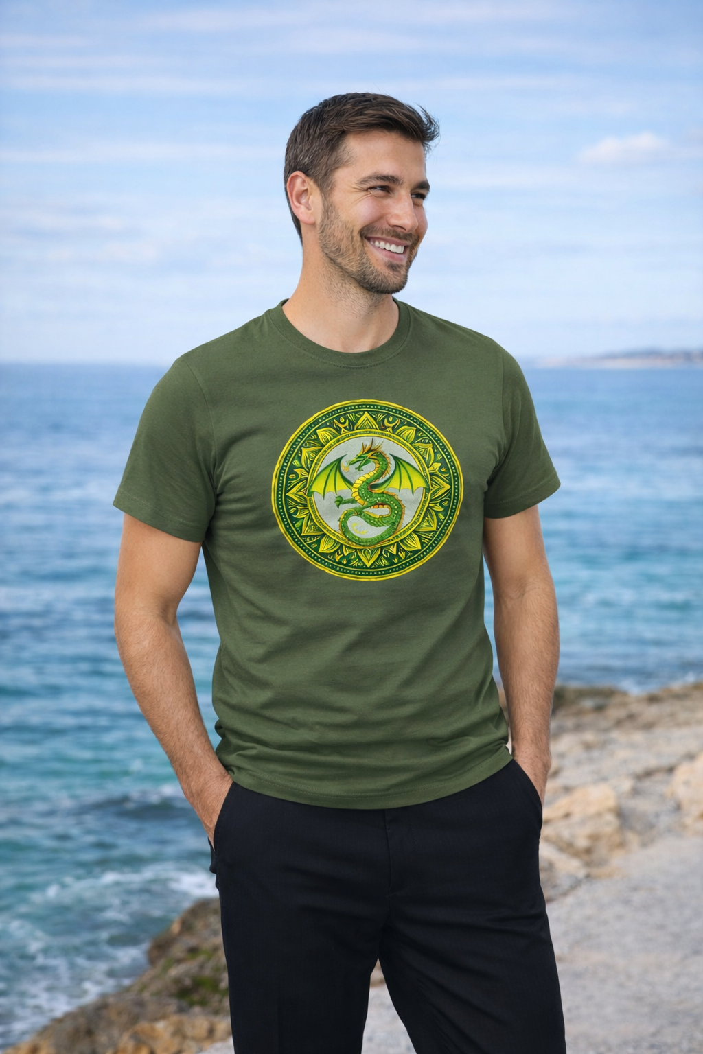 T-shirt Homme Mandala Dragon de Sagesse – Force & Sérénité