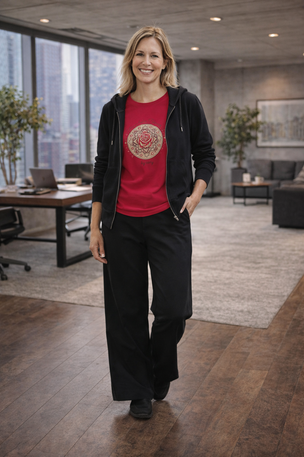 T-shirt Femme Mandala Rose – “Mandala Bloom by Iany” | Coupe Classique et Confort Gildan
