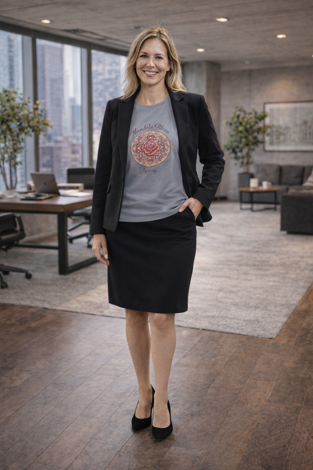 T-shirt Femme Mandala Rose – “Mandala Bloom by Iany” | Coupe Classique et Confort Gildan
