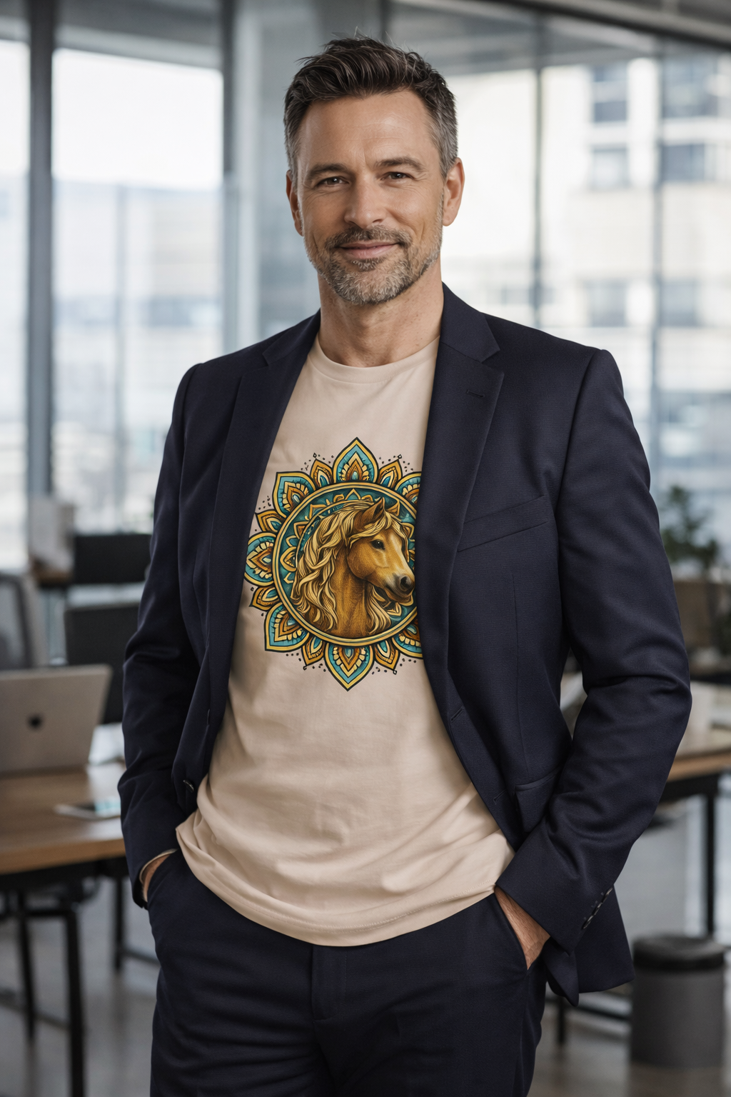 T-shirt Homme “Legend” Mandala Cheval – Force, Liberté et Harmonie | Coton Bio