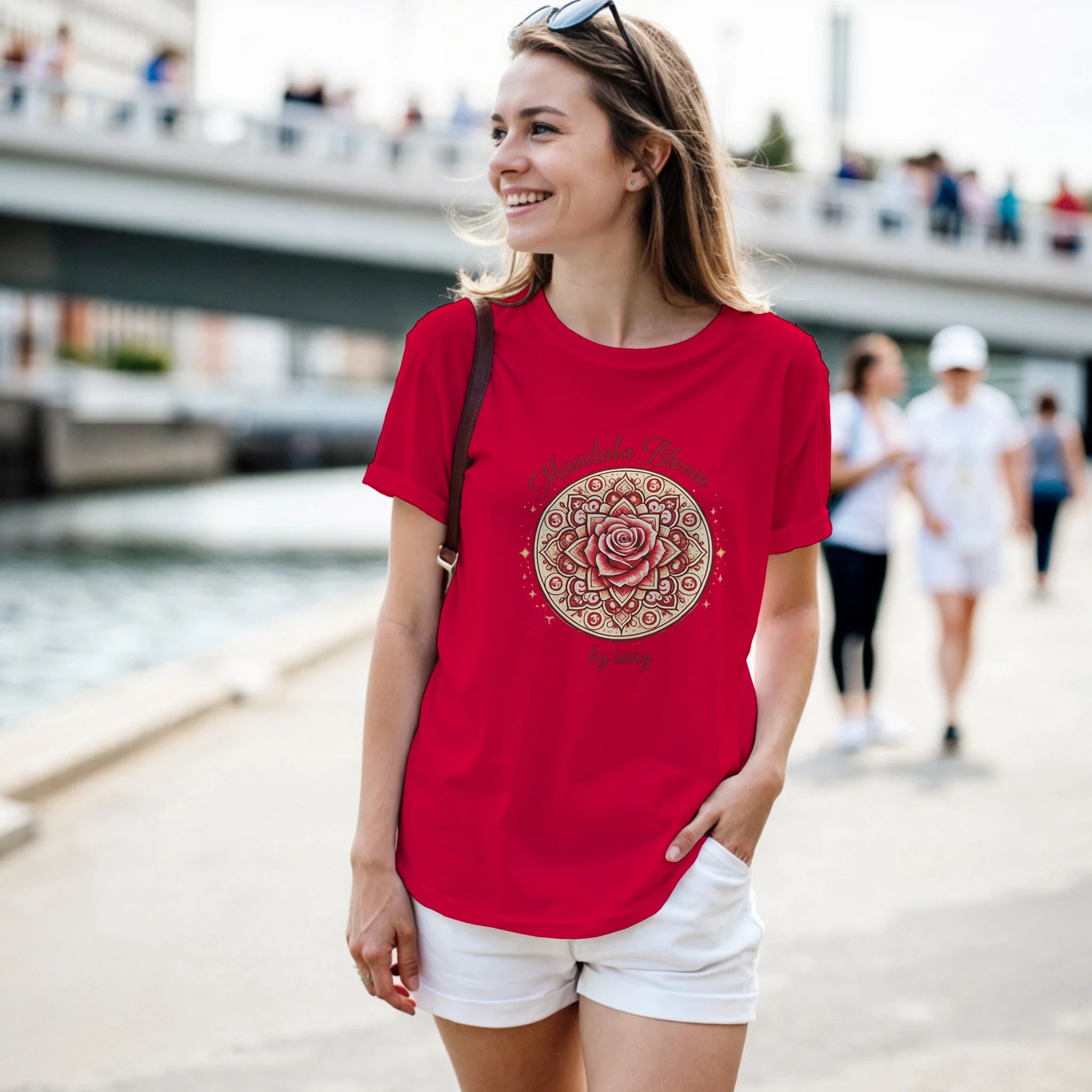 T-shirt Femme Mandala Rose – “Mandala Bloom by Iany” | Coupe Classique et Confort Gildan